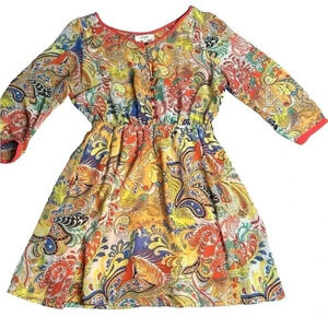 Colorful dress .S. Artsy,boho,Cottagecore whimsigoth ,fairy, sheer,lined,EC